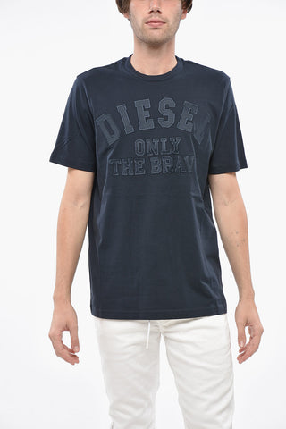 Crew Neck ONLY THE BRAVE T-Shirt with Embroidered Logo