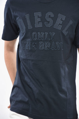 Crew Neck ONLY THE BRAVE T-Shirt with Embroidered Logo