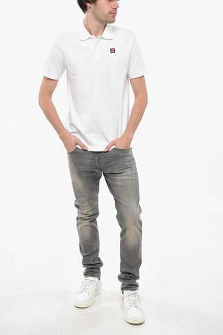 Cotton-Blend Hopsack Polo SMITH with Patch Logo