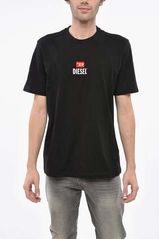 Cotton Crewneck T-Shirt with Flocked Logo