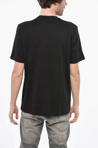 Cotton Crewneck T-Shirt with Flocked Logo