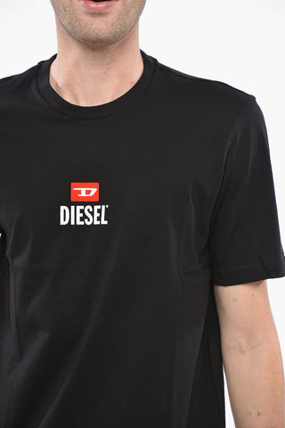 Cotton Crewneck T-Shirt with Flocked Logo