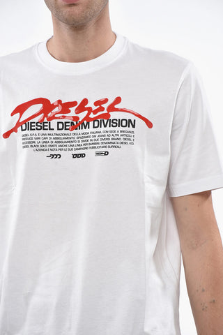 T-Shirt mit Rundhalsausschnitt aus Baumwolle mit erhabenem Druck
