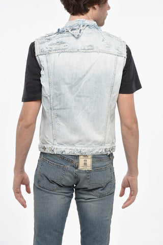Ärmellose Destroyed-Denim-Jacke