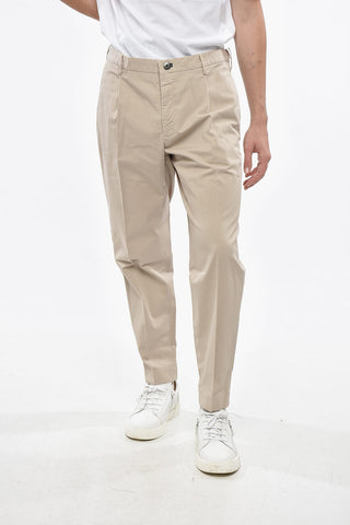 SLOWEAR Single-Pleated Stretch Cotton Tapered Fit Pants