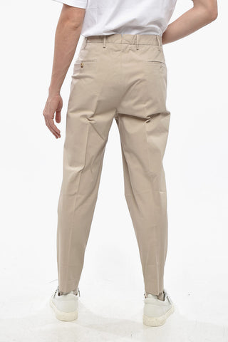 SLOWEAR Single-Pleated Stretch Cotton Tapered Fit Pants