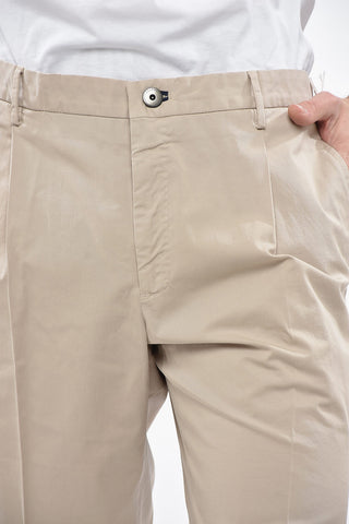 SLOWEAR Single-Pleated Stretch Cotton Tapered Fit Pants