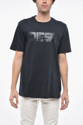 T-Shirt Girocollo in Cotone con Logo Stampato
