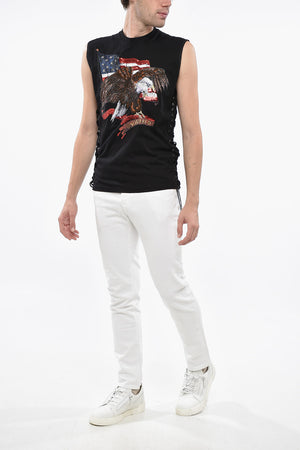Lace-Up Tank Top MINI FIT printed and embellished with Sequins and Studs