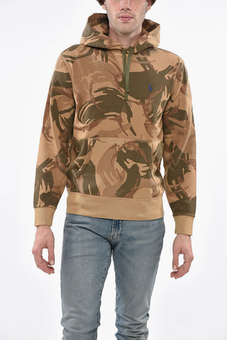 Camouflage Motif Hoodie with Embroidered Logo