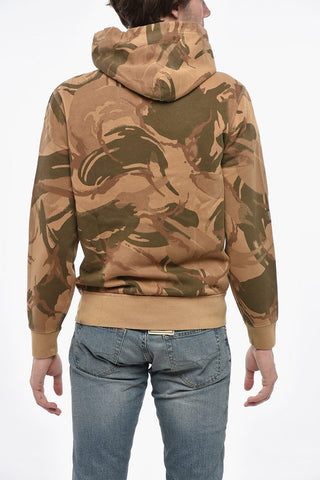 Camouflage Motif Hoodie with Embroidered Logo
