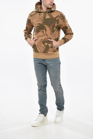 Camouflage Motif Hoodie with Embroidered Logo