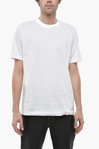 Rundhals-T-Shirt aus Baumwolle mit erhabenem Logo