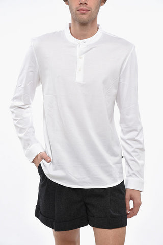 Langärmeliges Uni-Henley-T-Shirt