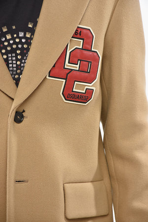 Virgin Wool and Nylon Coat VARSITY with Flap Pockets