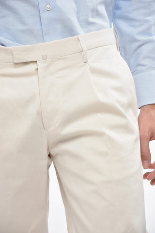 Stretch Cotton One-Pleat Trousers