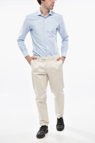 Stretch Cotton One-Pleat Trousers