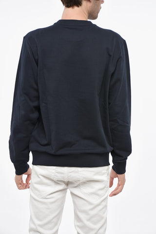 Crew Neck Brushed Cotton Sweatshirt with Logo Patch
