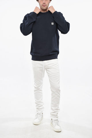 Crew Neck Brushed Cotton Sweatshirt with Logo Patch