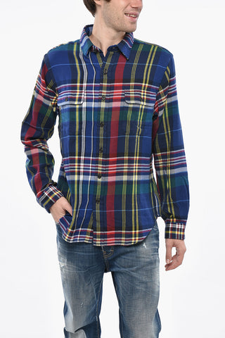 Plaid Motif Classic Fit Shirt with Double Breast Pocket