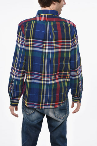 Plaid Motif Classic Fit Shirt with Double Breast Pocket