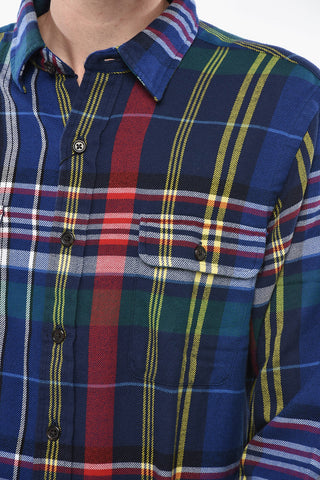 Plaid Motif Classic Fit Shirt with Double Breast Pocket