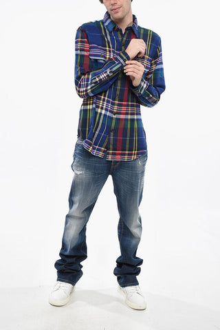 Plaid Motif Classic Fit Shirt with Double Breast Pocket