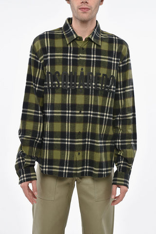 Overshirt a Quadri con Logo in Rilievo