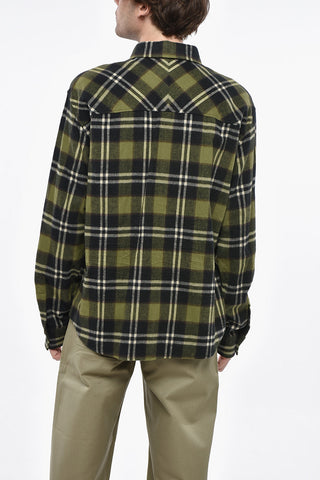 Overshirt a Quadri con Logo in Rilievo