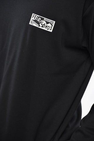 T-Shirt Girocollo in Cotone e Seta a Maniche Lunghe