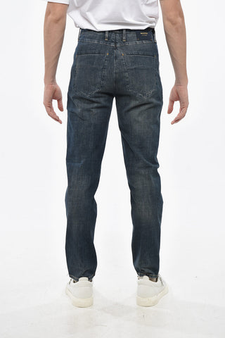 Stretch Denim Jeans with 1 Pleat 17cm