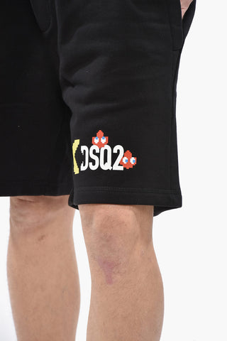 PAC-MAN Shorts RELAX FIT in Tinta Unita con Stampa sul Fronte
