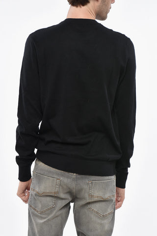 Cotton Crewneck Sweater with Embossed Logo