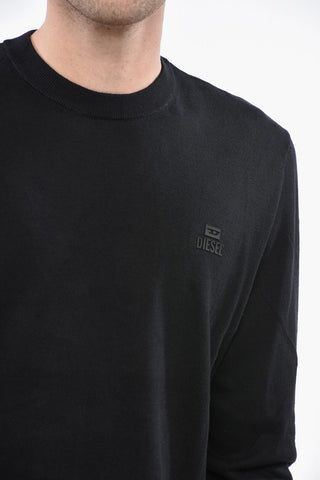 Cotton Crewneck Sweater with Embossed Logo