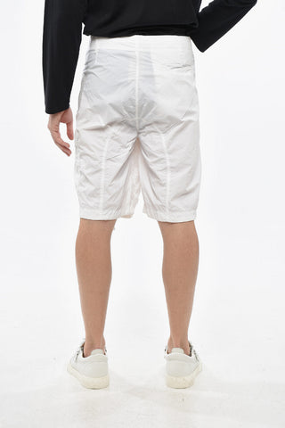 Solid-Color Nylon Shorts with Logo Patch