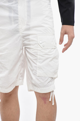 Solid-Color Nylon Shorts with Logo Patch