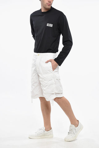 Solid-Color Nylon Shorts with Logo Patch