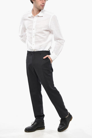 Slim-Fit-Hose aus Schurwolle mit Gürtelschlaufen