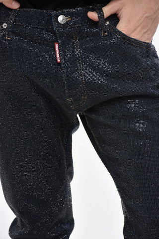 Jeans COOL GUY in Denim Stretch con Strass All-Over 16cm
