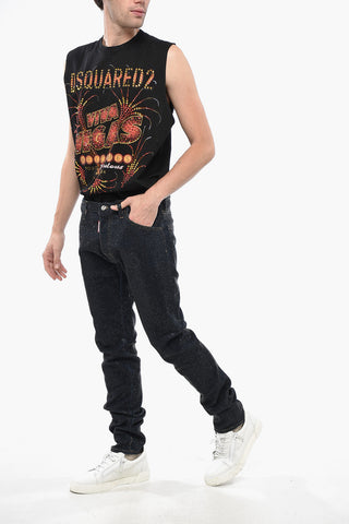 Jeans COOL GUY in Denim Stretch con Strass All-Over 16cm