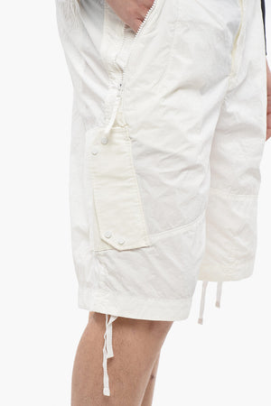 Shorts Cargo in Nylon a Tinta Unita con Passanti
