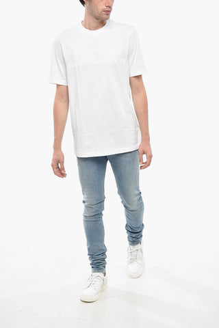Rundhals-T-Shirt aus Baumwolle mit Ton-in-Ton-Logo