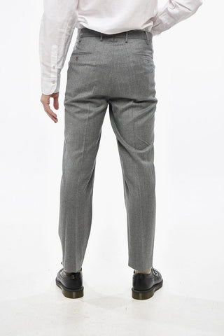 Single-Pleated Virgin Wool Tapered Fit Pants