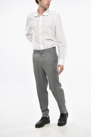 Single-Pleated Virgin Wool Tapered Fit Pants