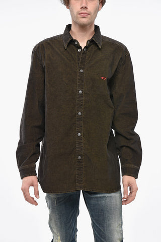 RED TAG Ribbed Velour Shirt with Snap Buttons