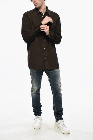 RED TAG Ribbed Velour Shirt with Snap Buttons