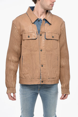 Coated Denim Jacket LAYTON with Knit Sleeves