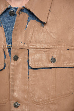 Coated Denim Jacket LAYTON with Knit Sleeves