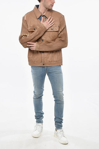 Coated Denim Jacket LAYTON with Knit Sleeves