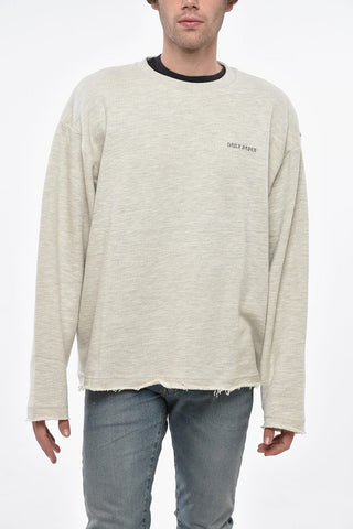 Cotton Blend ANIOLA Crew-neck Sweater with Raw Cut